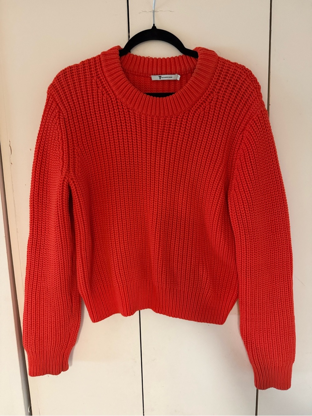 T by Alexander Wang Chunky Knit Sweater | Bright orange  | Size Medium